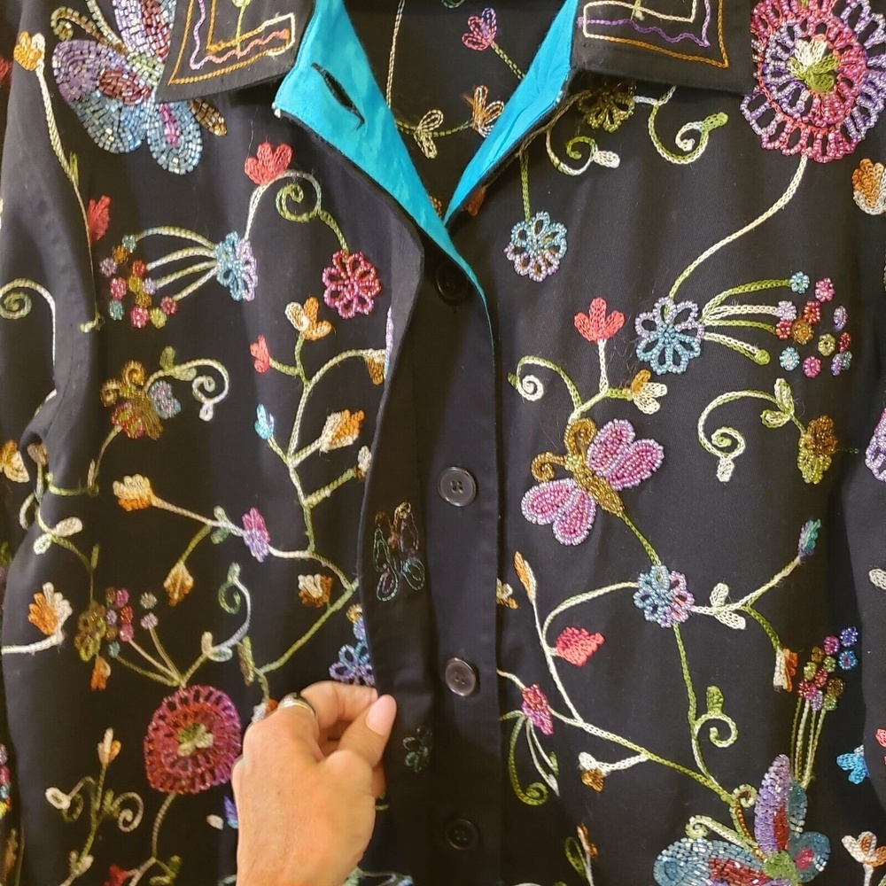 Quacker Factory NWOT Women's Embroidered Beaded Jacket Size Medium - Picture 9 of 10